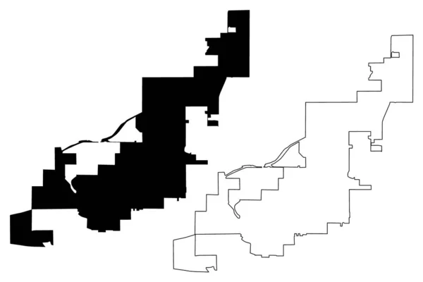 Broomfield County, colorado (US-Grafschaft, Vereinigte Staaten von Amerika, USA, USA, uns) Kartenvektorillustration, Kritzelskizze Broomfield Konsolidierte Stadt- und Landkarte — Stockvektor