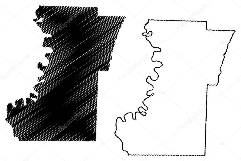 Lafayette County, Arkansas (U.S. county, United States of America,USA, U.S., US) map vector illustration, scribble sketch Lafayette map