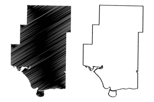 Pope County, Arkansas (contea degli Stati Uniti, Stati Uniti d'America, Stati Uniti d'America, Stati Uniti, Stati Uniti) mappa vettoriale illustrazione, abbozzo scarabocchiare Pope map — Vettoriale Stock