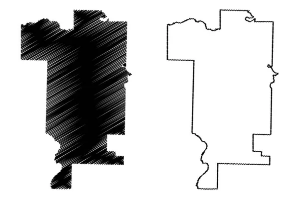 Prairie County, Arkansas (Estados Unidos da América, Estados Unidos da América, EUA, EUA) mapa ilustração vetorial, esboço de rabiscos Prairie map — Vetor de Stock