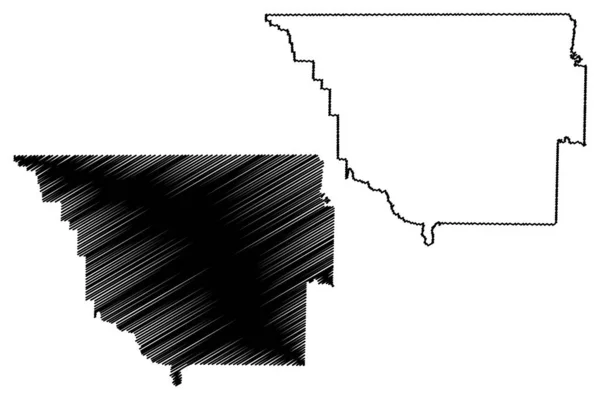 Randolph County, Arkansas (contea degli Stati Uniti d'America, Stati Uniti d'America, Stati Uniti d'America, Stati Uniti d'America) mappa vettoriale illustrazione, abbozzo scarabocchiare Randolph mappa — Vettoriale Stock
