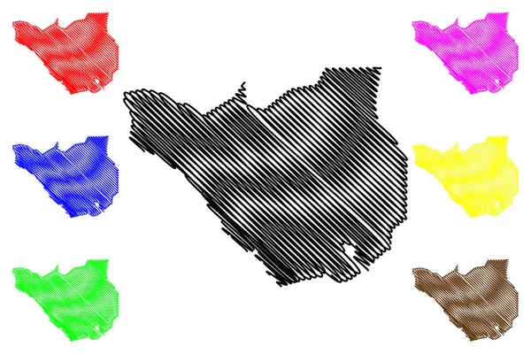 Provincia de Ararat (República de Armenia, Divisiones administrativas de Armenia) mapa vector ilustración, boceto de garabato Ararat ma — Archivo Imágenes Vectoriales