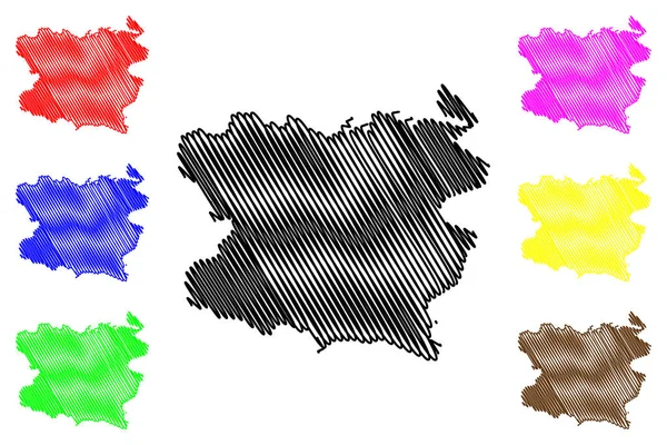 Provincia de Lori (República de Armenia, Divisiones administrativas de Armenia) mapa vector ilustración, boceto garabato Lori ma — Archivo Imágenes Vectoriales