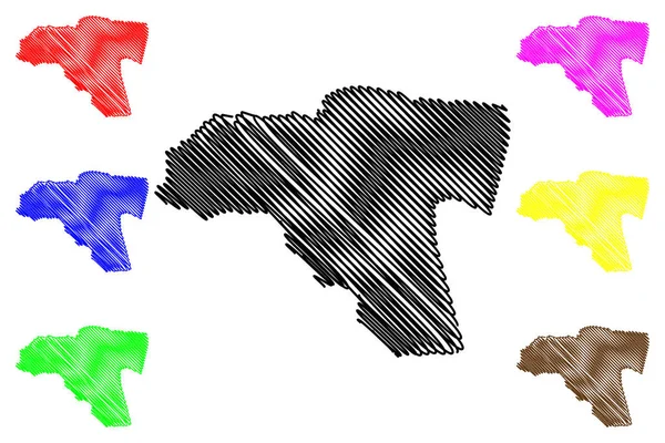 Comté de Cornwall (Comtés de Jamaïque) illustration vectorielle de la carte, croquis croquis Cornwall carte — Image vectorielle