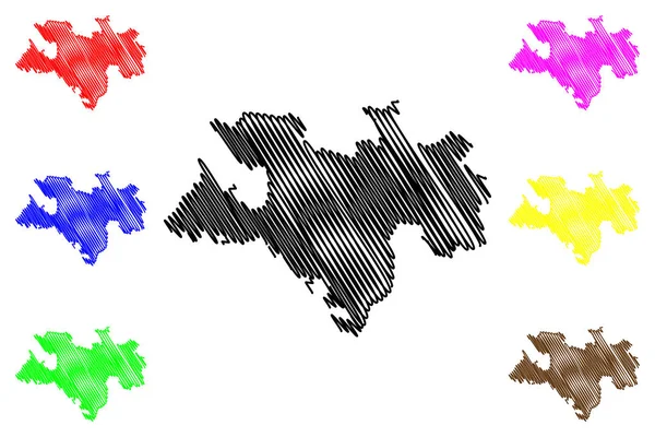 Distrito de Briceni (República de Moldavia, divisiones administrativas de Moldavia) mapa vector ilustración, garabato bosquejo mapa de Briceni — Vector de stock