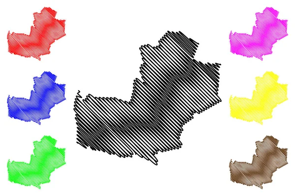 Distrito de Telenesti (República de Moldavia, divisiones administrativas de Moldavia) mapa vector ilustración, boceto de garabato Telenesti mapa — Vector de stock