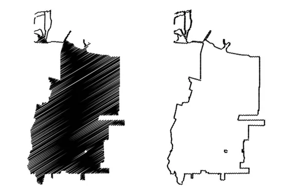 Sunnyvale City, California (United States cities, United States of America, EUA city) map vector illustration, scribble sketch Cidade de Sunnyvale map — Vetor de Stock