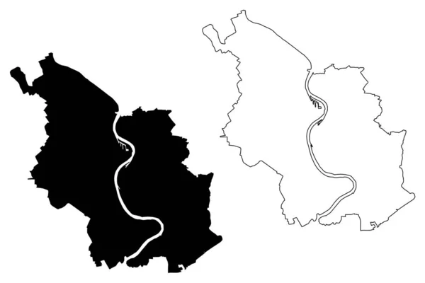 Cidade de Colônia (República Federal da Alemanha) mapa ilustração vetorial, esboço de rabiscos Cidade de Colônia mapa —  Vetores de Stock