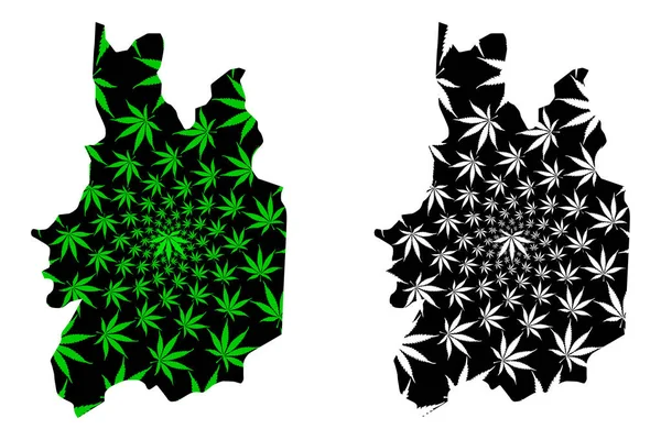 Uva Province (República Socialista Democrática de Sri Lanka, Ceilán) map is designed cannabis leaf green and black, Uva map made of marijuana (marihuana, THC) foliag — Vector de stock