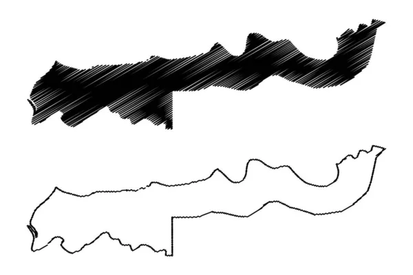 Divisão do Baixo Rio (Subdivisões da Gâmbia, República da Gâmbia) mapa ilustração vetorial, esboço de rabiscos Mapa da Região do Baixo Rio — Vetor de Stock
