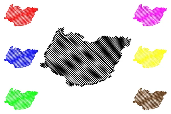 Região de Imereti (República da Geórgia - país, divisões administrativas da Geórgia) mapa ilustração vetorial, esboço de rabiscos Imereti ma —  Vetores de Stock