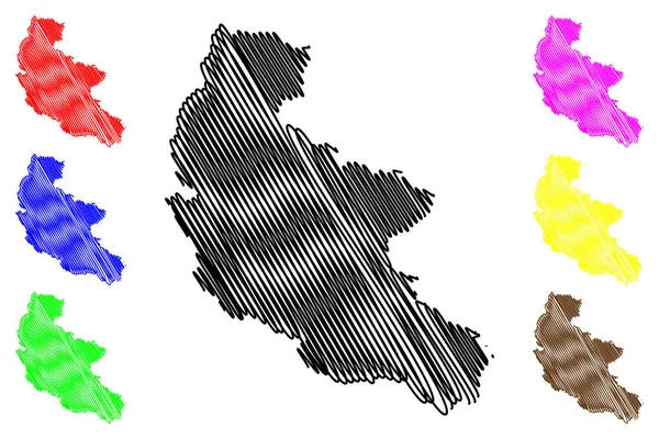 Región de Kakheti (República de Georgia - país, divisiones administrativas de Georgia) mapa vector ilustración, boceto de garabato Kakheti ma — Archivo Imágenes Vectoriales