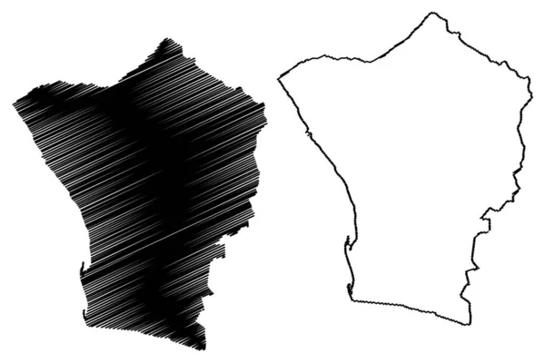 Región de Erongo (Regiones de Namibia, República de Namibia) mapa vector ilustración, boceto de garabato Erongo mapa — Vector de stock