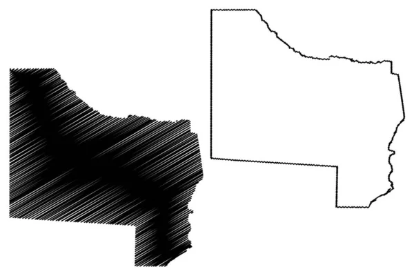 Kavango West Region (Regiões da Namíbia, República da Namíbia) mapa ilustração vetorial, esboço de rabiscos Kavango West map — Vetor de Stock