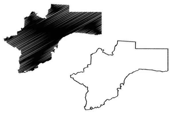 Otjozondjupa Região (Regiões da Namíbia, República da Namíbia) mapa ilustração vetorial, rabisco esboço Otjozondjupa mapa —  Vetores de Stock
