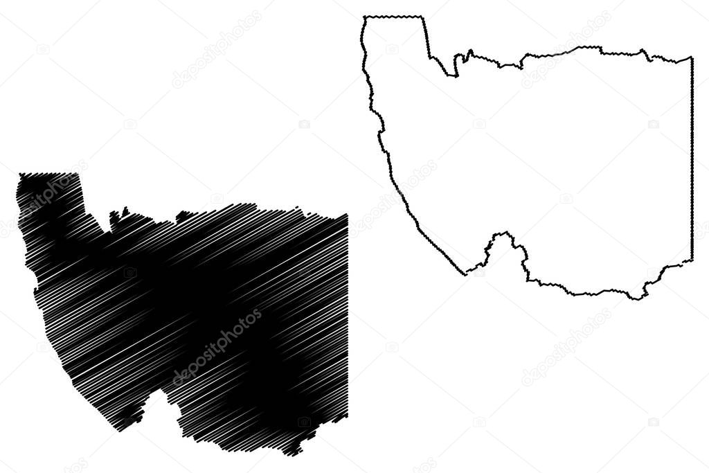 Karas Region (Regions of Namibia, Republic of Namibia) map vector illustration, scribble sketch Karas map