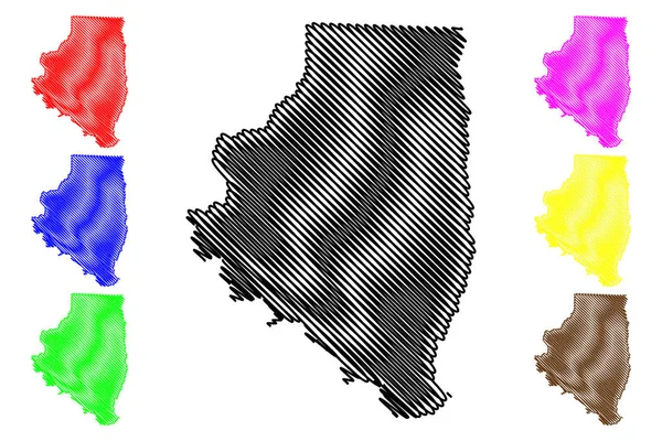 Calhoun County, Arkansas (U.S. County, United States of America, USA, U.S., US) mapa vector illustration, scribble sketch Calhoun map — Vector de stock