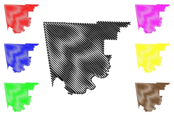 Condado de Crawford, Arkansas (U.S. County, United States of America, USA, U.S., US) mapa vector illustration, scribble sketch Crawford mapa — Vector de stock