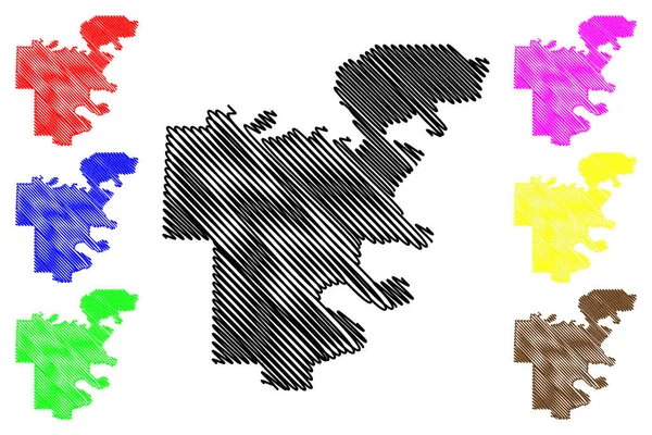 Condado de Desha, Arkansas (Estados Unidos da América, Estados Unidos da América, EUA, EUA) mapa ilustração vetorial, esboço de rabiscos Desha mapa — Vetor de Stock