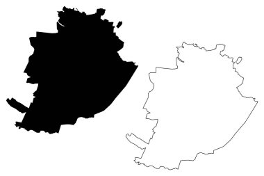 Torino Şehri (İtalya Cumhuriyeti, İtalya, Piedmont) harita vektör illüstrasyonu, çizim Kenti Torino haritası