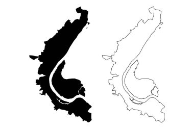 Volgograd Şehri (Rusya Federasyonu, Rusya) harita vektör çizimi, çizim şehri Stalingrad (Tsaritsyn)