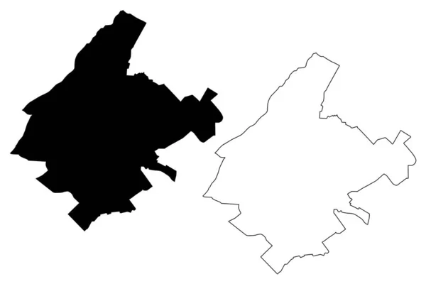 Athènes (République hellénique, Grèce, Hellas, Attique) illustration vectorielle de carte, croquis croquis ville d'Athènes carte — Image vectorielle