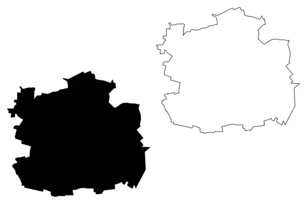 Lodz Şehri (Polonya Cumhuriyeti) harita vektör çizimi, çizim şehri Lodz haritası — Stok Vektör