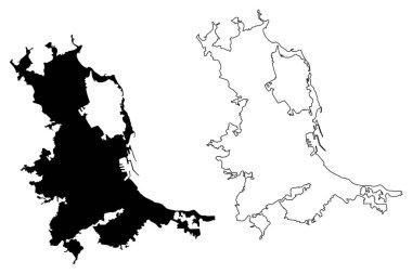 Palermo Şehri (İtalya Cumhuriyeti, İtalya, Sicilya) harita vektör çizimi, Palermo harita şehri karalama