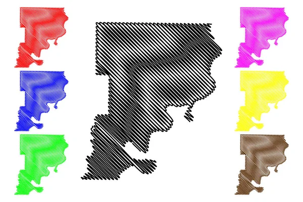 Phillips County, Arkansas (U.S. County, United States of America, USA, U.S., US) mapa vector illustration, scribble sketch Phillips map — Vector de stock