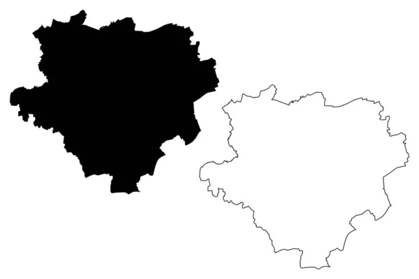 Векторная иллюстрация карты Дортмунда (Федеративная Республика Германия, Северный Рейн-Вестфалия), начертательный эскиз карты Дортмунда — стоковый вектор
