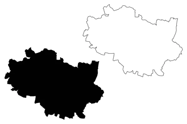 Wrocław Miasto (Rzeczpospolita Polska) mapa wektor ilustracja, skecz bazgroły Miasto Wrocław mapa — Wektor stockowy