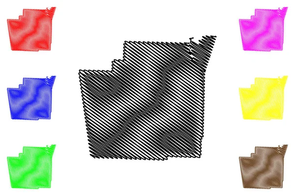 Washington County, Arkansas (U.S. County, United States of America, USA, U.S., US) mapa vector illustration, scribble sketch Washington map — Archivo Imágenes Vectoriales