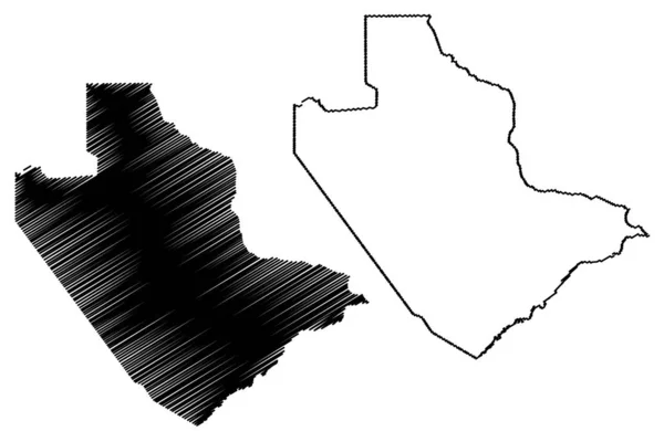 Distrito Central (Distritos de Botswana, República de Botswana) mapa vector ilustración, garabato boceto Mapa central — Vector de stock