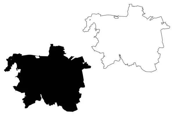 Hannover City (Förbundsrepubliken Tyskland, Niedersachsen) karta vektor illustration, klottra skiss Staden Hannover karta — Stock vektor