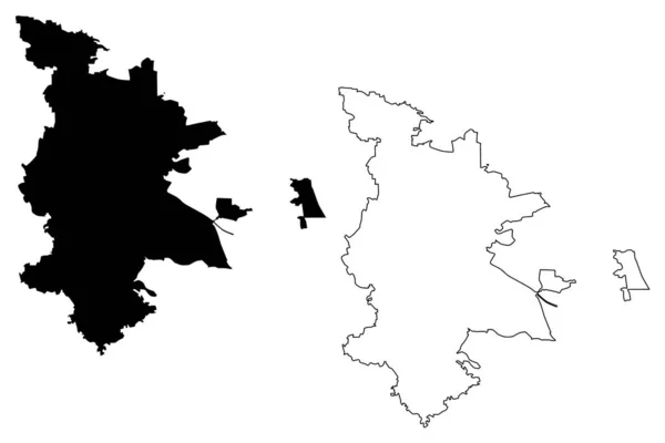 Nuremberg Şehri (Almanya Federal Cumhuriyeti, Bavyera) harita vektör çizimi, çizim şehri Nuremberg haritası — Stok Vektör