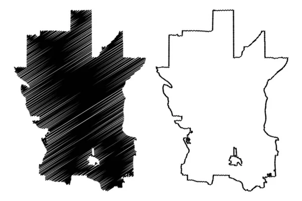 Bellevue City, Washington (Estados Unidos da América, Estados Unidos da América, EUA) mapa ilustração vetorial, esboço de rabiscos Mapa da cidade de Bellevue —  Vetores de Stock