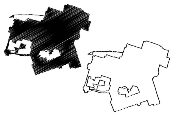 Killeen City, Texas (Villes des États-Unis, États-Unis d'Amérique, ville des États-Unis) illustration vectorielle de la carte, croquis en croquis ville de Killeen carte — Image vectorielle