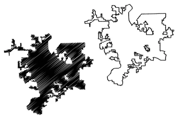 Rockford City, Illinois (United States cities, United States of America, usa city) mapa vector illustration, scribble sketch Ciudad de Rockford mapa — Vector de stock