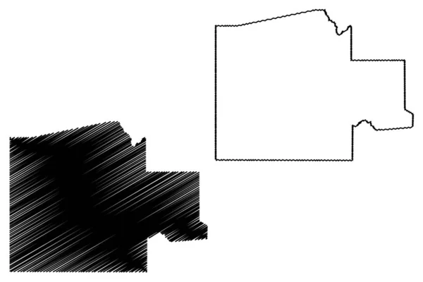 Distrito de Ngamilândia (Distritos do Botsuana, República do Botsuana) mapa ilustração vetorial, esboço de rabiscos Mapa noroeste —  Vetores de Stock