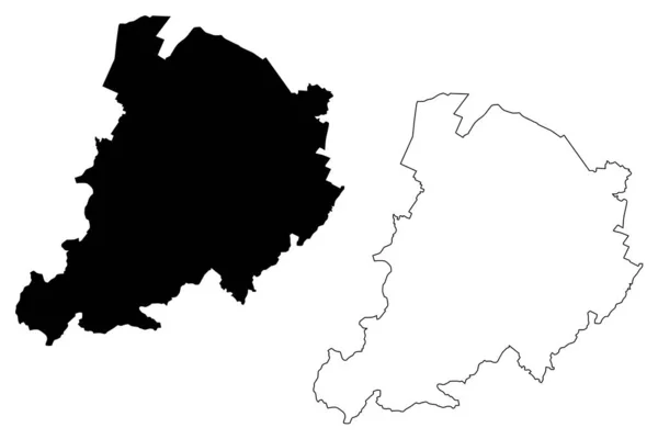 Cidade Metropolitana de Bolonha (República Italiana, Itália, Emília-Romanha) mapa ilustração vetorial, esboço de rabiscos Mapa da cidade de Bolonha — Vetor de Stock