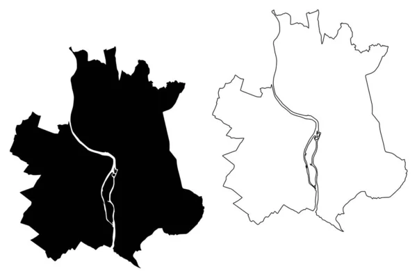 Toulouse City (Fransa Cumhuriyeti, Fransa, Occitanie) harita vektör illüstrasyonu, çizim şehri Toulouse haritası — Stok Vektör