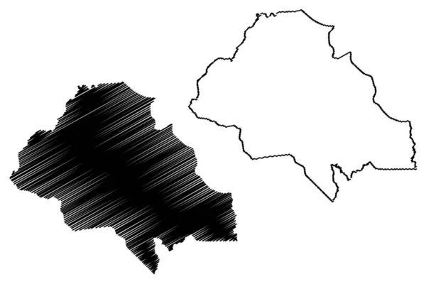Ngounie provinz (unterteilungen gabun, gabunese republik) karte vektorillustration, kritzelskizze ngounie karte — Stockvektor