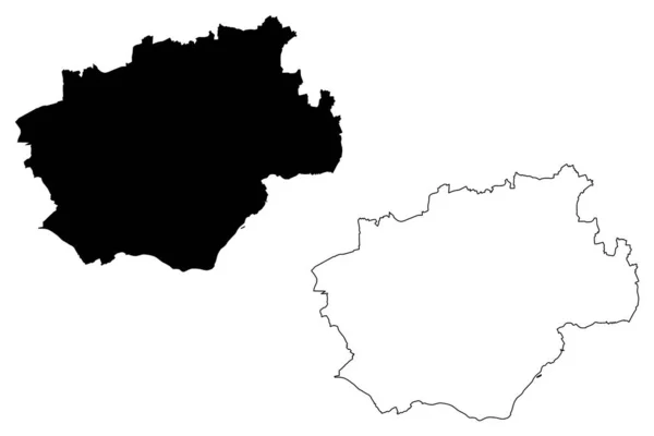 Ciudad de Bochum (República Federal de Alemania, Renania del Norte-Westfalia) mapa vector ilustración, garabato boceto Ciudad de Bochum mapa — Archivo Imágenes Vectoriales