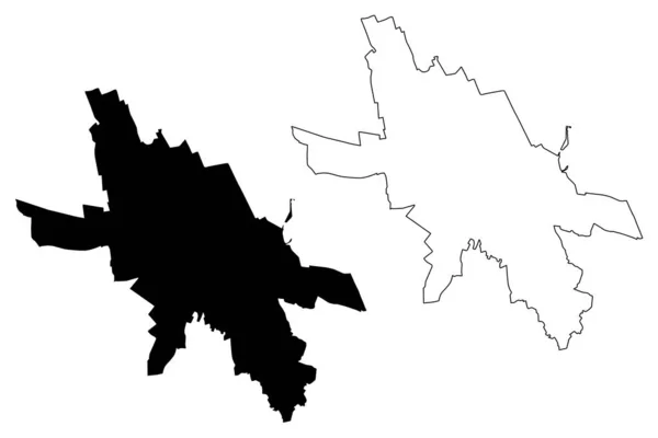 Iasi市(罗马尼亚共和国)地图矢量图解,速写草图Jassy市或Iassy地图 — 图库矢量图片