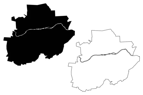 普罗夫迪夫市（保加利亚共和国）地图矢量图解，速写草图普罗夫迪夫市地图 — 图库矢量图片