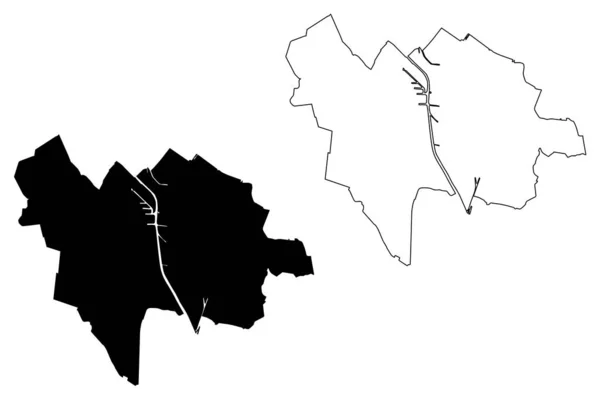 Utrecht Şehri (Hollanda Krallığı) harita vektör illüstrasyonu, çizim şehri Utrecht haritası — Stok Vektör