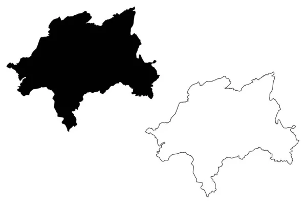 Wuppertal市（德意志联邦共和国，北莱茵-威斯特法伦州）地图矢量图解，Wuppertal市草图 — 图库矢量图片