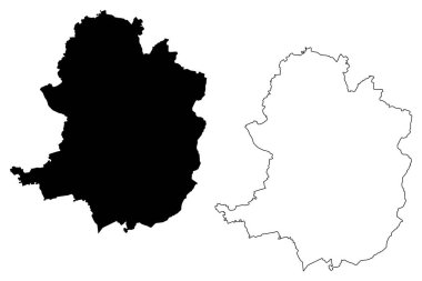 Bielefeld Şehri (Almanya Federal Cumhuriyeti, Kuzey Ren-Vestfalya) harita vektör illüstrasyonu, Bielefeld harita şehir karalama