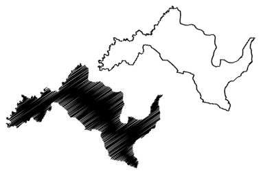 Leribe İlçesi (Lesotho Bölgesi, Lesotho Krallığı) harita vektör çizimi, çizim çizimi Leribe haritası