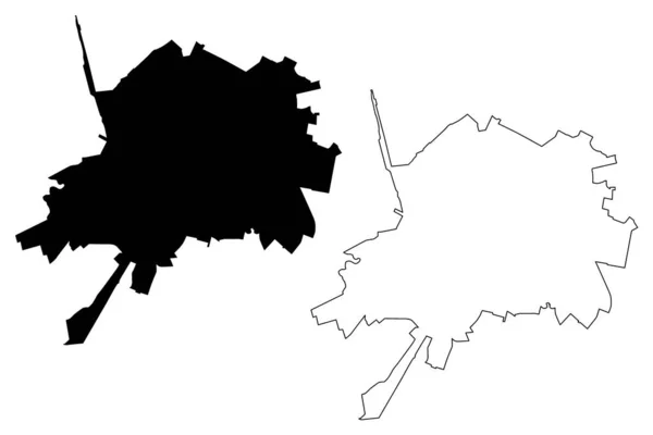 Timisoara City (Republic of Romania) map vector illustration, scribble sketch City of Timisoara map — 스톡 벡터